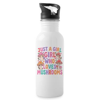 Just a girl who loves mushrooms - Water bottle with straw - white - Right