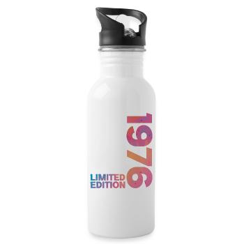 1976 50th Anniversary Birthday Gift 50th Anniversary - Water bottle with straw - white - Right