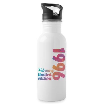 February 1996 30th Anniversary 30 Years Vintage Retro - Water bottle with straw - white - Right