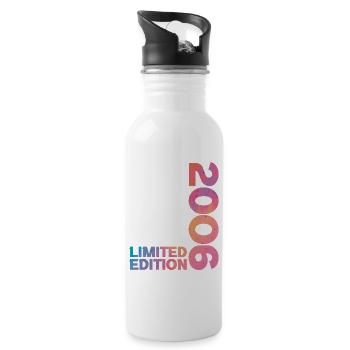 Geburtstagsgeschenk zum 20. Jubiläum 2006 - Trinkflasche mit integriertem Trinkhalm - Weiß - Rechts