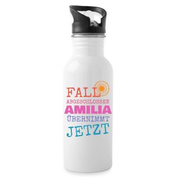 Geschenk für Amilia - Trinkflasche mit integriertem Trinkhalm - Weiß - Rechts