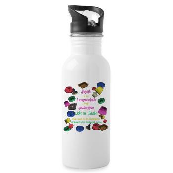 Scheiße in der Kuchenform... - Trinkflasche mit integriertem Trinkhalm - Weiß - Rechts