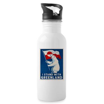 I Stand with Greenland Flag Bear Greenlanders  - Trinkflasche mit integriertem Trinkhalm - Weiß - Rechts