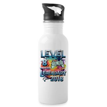 Level 8 years Unlocked since 2018 Birthday - Water bottle with straw - white - Right
