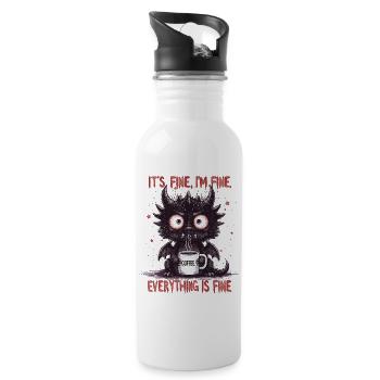 Its Fine Im Fine Coffee Dragon Humor - Trinkflasche mit integriertem Trinkhalm - Weiß - Rechts