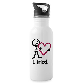 I tried. - Valentine's Day - Love - Gift - Water bottle with straw - white - Right