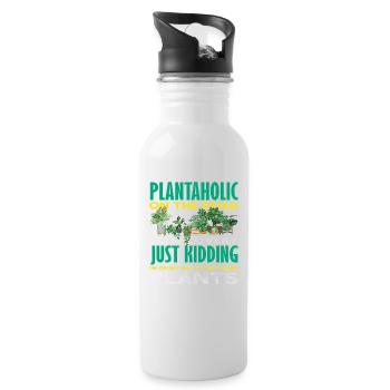 Plantaholic Plant Lover Gardener Gardening - Water bottle with straw - white - Right