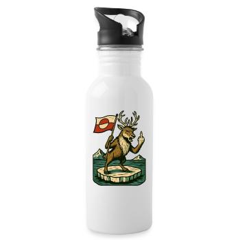 Greenland Shirt Reindeer Caribou - Trinkflasche mit integriertem Trinkhalm - Weiß - Rechts