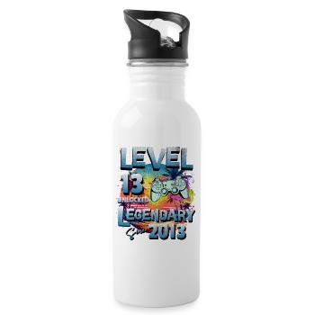 Level 13 Year olds Unlocked since 2013 Birthday - Water bottle with straw - white - Right