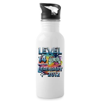 Level 14 years Unlocked since 2012 Birthday - Water bottle with straw - white - Right