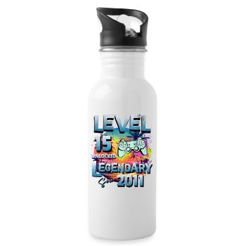 Level 15 years Unlocked since 2011 Birthday - Water bottle with straw - white - Right