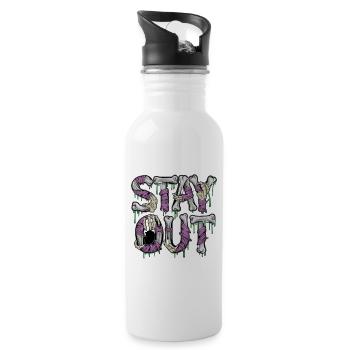  Stay Out Skelett Knochen Horror Spruch Grusel - Trinkflasche mit integriertem Trinkhalm - Weiß - Rechts