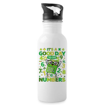 Cheerful Calculator Numbers - Water bottle with straw - white - Right