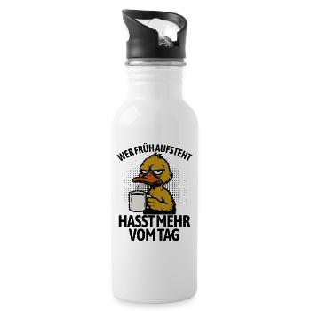 Duck - If you get up early, you hate more of the day - Water bottle with straw - white - Right