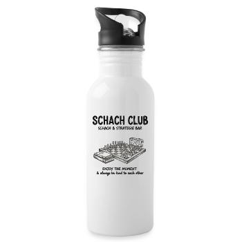 Chess Club Strategy Design – Vintage Chess Bar - Water bottle with straw - white - Right