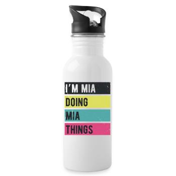 Ich bin Mia Mache Mia Dinge Retrofarben - Trinkflasche mit integriertem Trinkhalm - Weiß - Rechts