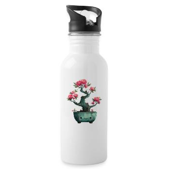 Fleurs de bonsaï de Kawaii - Gourde avec paille intégrée - blanc - Droite