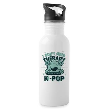 Ich brauche keine Therapie, ich muss einfach K-Pop hören - Trinkflasche mit integriertem Trinkhalm - Weiß - Rechts