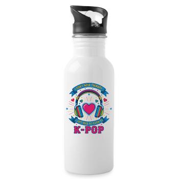 Ich brauche keine Therapie, ich muss einfach K-Pop hören - Trinkflasche mit integriertem Trinkhalm - Weiß - Rechts