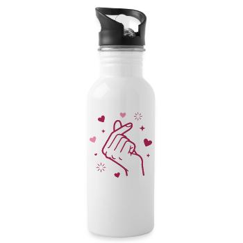 Kpop Koreanische Musik Niedliche Finger Herz Liebe Korea - Trinkflasche mit integriertem Trinkhalm - Weiß - Rechts