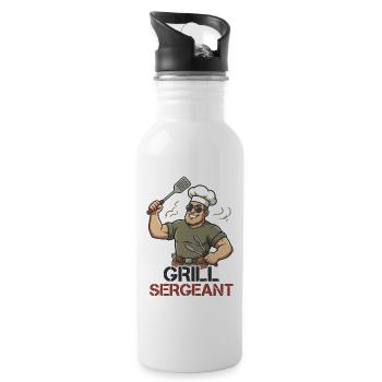 Grill Sergeant Lustiger BBQ Grillchef - Trinkflasche mit integriertem Trinkhalm - Weiß - Rechts