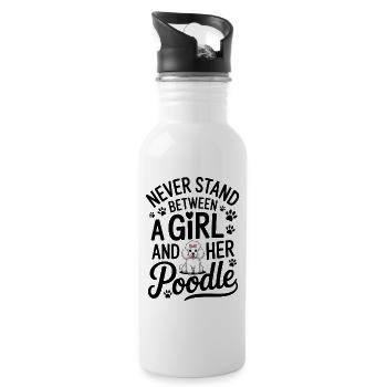 Poodle Sayings Dogs Funny Poodle Gift - Water bottle with straw - white - Right