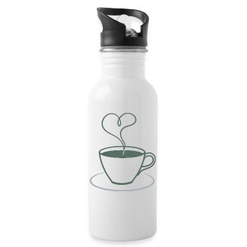 Herzdampf Kaffee Illustration - Trinkflasche mit integriertem Trinkhalm - Weiß - Rechts
