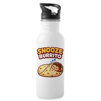 Snooze Burrito Funny Sleep Burrito Design - Water bottle with straw - white - Right