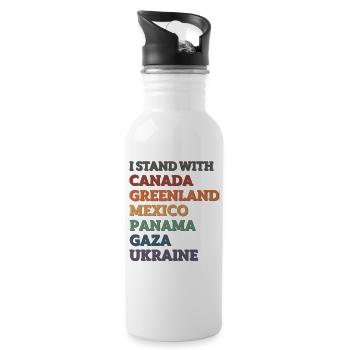 Je soutiens le Canada, Gaza, le Groenland, le Panama, l’Ukraine - Gourde avec paille intégrée - blanc - Droite