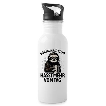 Sloth - If you get up early, you hate more of the day - Water bottle with straw - white - Right