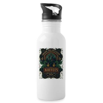 Orden des heiligen Kaffees | Mitglied 2026 - Trinkflasche mit integriertem Trinkhalm - Weiß - Rechts