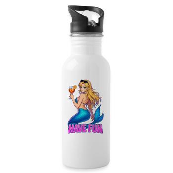 Meerjungfrau Have Fun | Sommer Vibes - Trinkflasche mit integriertem Trinkhalm - Weiß - Rechts