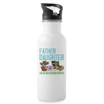 Father Daughter Gardening Garden - Water bottle with straw - white - Right