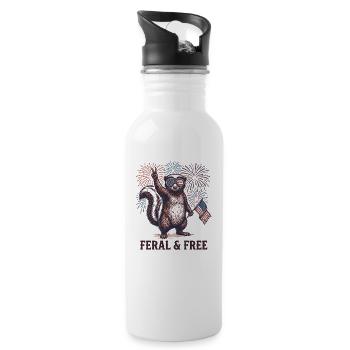 Wildes und freies Eichhörnchen – Lustiges patrioti - Trinkflasche mit integriertem Trinkhalm - Weiß - Rechts