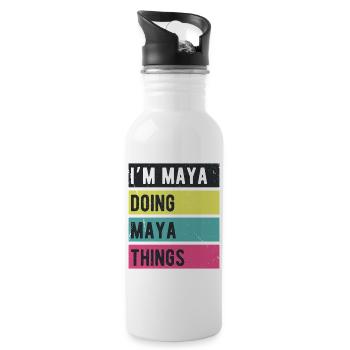 Je suis Maya qui fait des couleurs rétro de Maya Things - Gourde avec paille intégrée - blanc - Droite