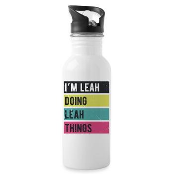I’m Leah Doing Leah Things Retro Colors - Water bottle with straw - white - Right