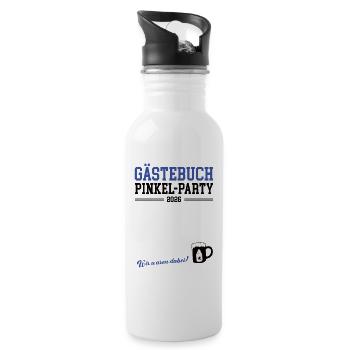 Babypinkeln Gästebuch Babyparty Babybier 2026 - Trinkflasche mit integriertem Trinkhalm - Weiß - Rechts