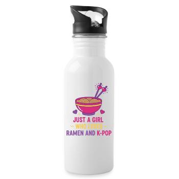 Nur ein Mädchen, das Ramen und koreanische K-Pop-Musik liebt - Trinkflasche mit integriertem Trinkhalm - Weiß - Rechts