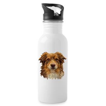 Australian Shepherd – Geometric Dog Art Design - Water bottle with straw - white - Right