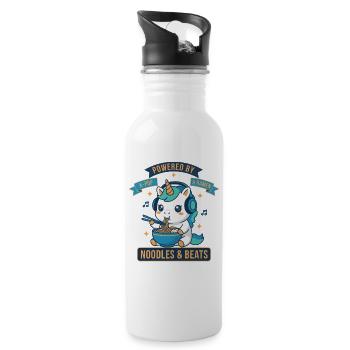 Powered By K-Pop And Ramen Noodles And Beats - Water bottle with straw - white - Right