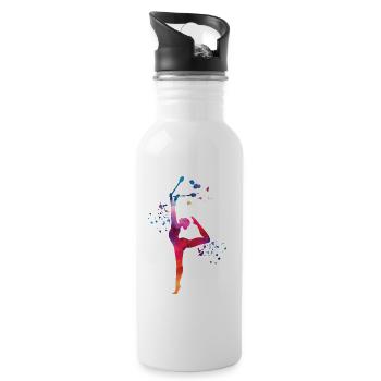 Gymnast With Clubs Rhythmic Gymnastics - Water bottle with straw - white - Right