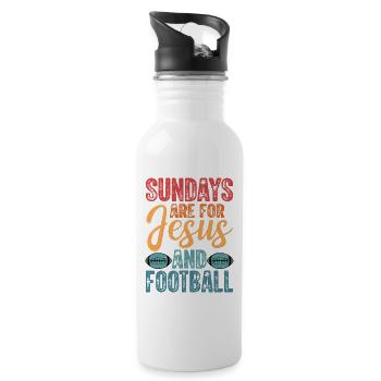 Les dimanches sont pour Jésus et joueur de saison de football - Gourde avec paille intégrée - blanc - Droite