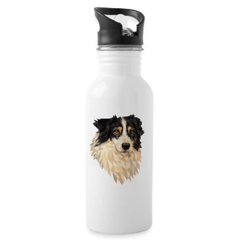 Low Polygon Dog – Geometric Dog Art Design - Water bottle with straw - white - Right