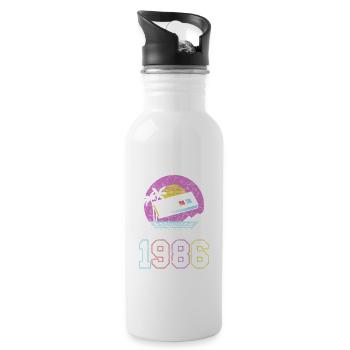 Retro Gaming Beach 1986 - Water bottle with straw - white - Right