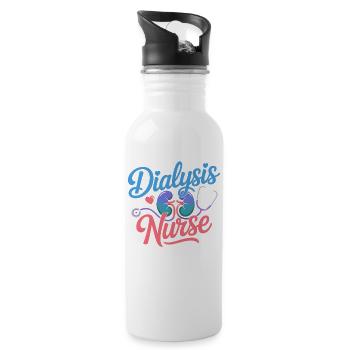 Dialyse Pflegekraft Design - Trinkflasche mit integriertem Trinkhalm - Weiß - Rechts