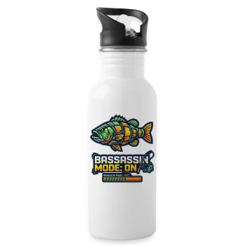 Bassassin Mode On Angler Design - Trinkflasche mit integriertem Trinkhalm - Weiß - Rechts