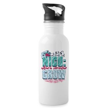 NICU Nurse Where Miracles Grow - Water bottle with straw - white - Right