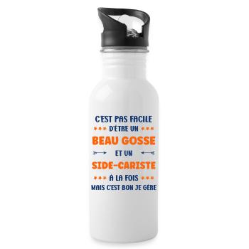 Beau gosse et sidecariste à la fois - Gourde avec paille intégrée - blanc - Droite