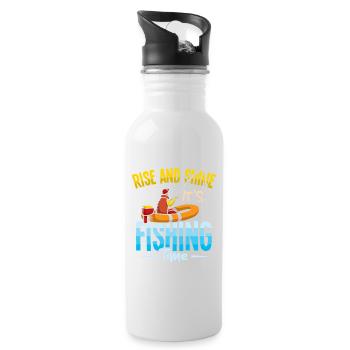 Angler Fisherman Petri Disciple Saying Fishing Funny - Water bottle with straw - white - Right