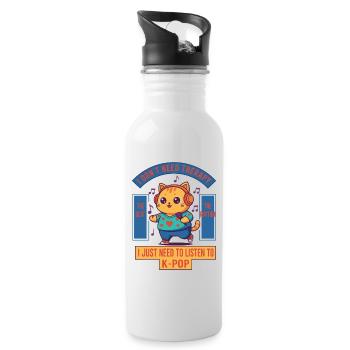 Ich brauche keine Therapie, ich muss einfach K-Pop hören - Trinkflasche mit integriertem Trinkhalm - Weiß - Rechts